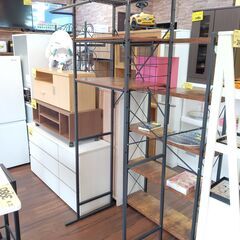 ランドリーラック　ハンガーポール付き　ランドリーシェルフ　ブラウ...