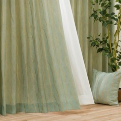 ニトリ　カーテン ソルト グリーン 1.5倍ヒダ(幅182/丈214) 2枚の画像