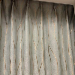 ニトリ　カーテン ソルト グリーン 1.5倍ヒダ(幅182/丈214) 2枚の画像