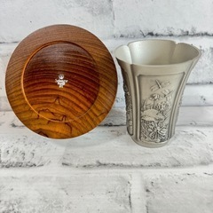 L590未使用元箱入 ROYAL SELANGOR PEWTER/ロイヤル セランゴール ピューター 97%錫製 グラス&灰皿 タンブラー 四季の花柄の画像