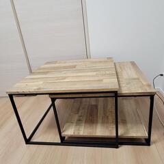 LOWYA[幅59.5] 木目調ネストテーブル スチール脚 リビ...
