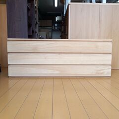 未使用訳あり 桐洋風チェスト 3段 ナチュラル 天然木 チェスト...