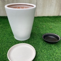 植木鉢カバー　陶器　白　室内利用のみ　観葉植物に