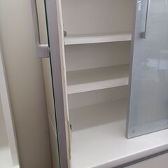 ★ジモティ割あり★ 松田家具 食器棚 ホワイト H197.5×D49×W59 クリーニング済み TK4980の画像