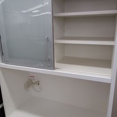 松田家具 食器棚 ホワイト ☆ジモティ割あり☆ 松田家具 食器棚 ホワイト H197.5×D49×W88