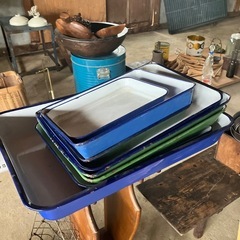 ホーロー　バット　　調理　キッチン　古道具の画像