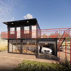 【現場組立・5ユニット構成】2階建て（階段・ガレージ・屋上テラス...