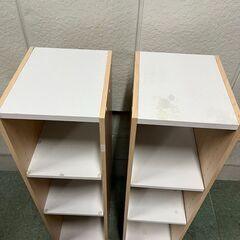 木製 3段 収納棚 2個セット 細長 カラーボックス 隙間収納 幅25cm×奥行30cm×高さ89cmの画像