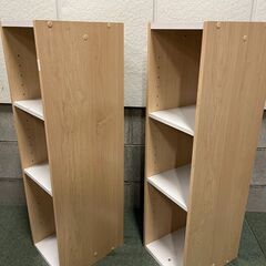 木製 3段 収納棚 2個セット 細長 カラーボックス 隙間収納 幅25cm×奥行30cm×高さ89cmの画像