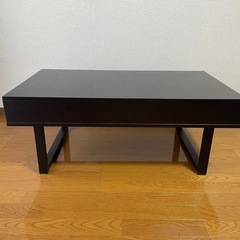 昇降センターテーブル ローテーブル 収納付き ブラックの画像