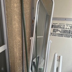 パイプスタンドミラー(キャスター付) グレー 幅30cm×高さ1...