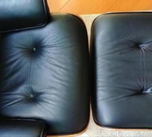 パーソナルチェア＆オットマン黒レザーイームズリプロダクト品