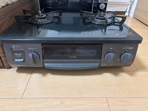 リンナイ ガステーブル ガスコンロ 都市ガス12A・13A用 幅約56cm 片面焼きグリル 左強火力 KG35NBKL/13A ブラック