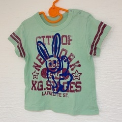 x-girl first stage 90サイズ うさぎ 半袖Tシャツ グリーンの画像