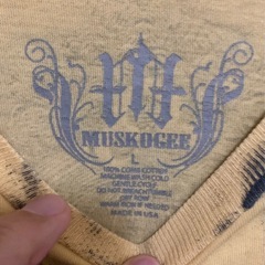 ★ MUSKOGEE ゆったり　プリント Tシャツ  マスタードカラー MADE IN America★の画像