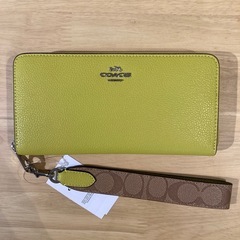 コーチ　シグネチャーストラップグリーン長財布A④【新品未使用】の画像