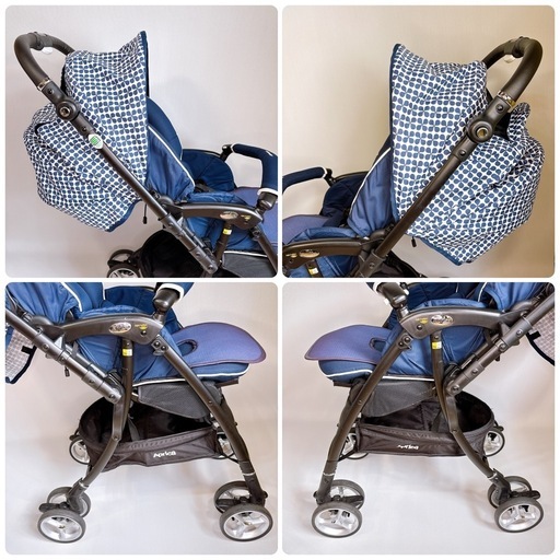 美品】アップリカラクーナビッテソファクッションベビーカー紺