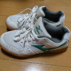 Mizuno 体育館シューズ 23.5cm ホワイト/グリーンの画像