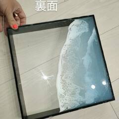 BOXタイプ　オーシャンレジン置き型　クリアー　アート作品ハンドメイド　お洒落インテリア　グラデーション　宮古ブルーの画像