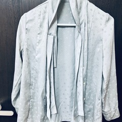 【イネド/INED】美品❣️9号、ワンピース、シルク風シャツのセットアップの画像