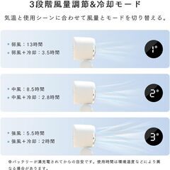 新品未使用品　
ハンディファン 携帯扇風機 冷却プレート 瞬間冷却 5000mAh大容量 最大13時間動作 手持ち扇風機 ハンディ Type-C 充電式 3段階風量調節 強力送風 液晶画面 軽量 静音 ミニ 小型 クーラー機能 冷感 熱中症対策 手持ち 首掛け 扇風機 カラビの画像