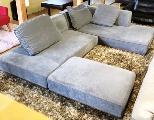 【高級家具】アーバンホーム　クッション付　カウチソファ　3人掛け　ローソファー　【市内配送可能】【札幌　清田区　引取歓迎】