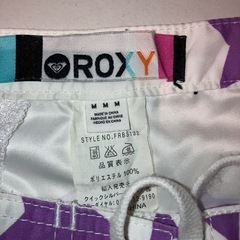ロキシー ROXY ホワイト・パープル星柄サーフパンツ M　ボードショーツの画像