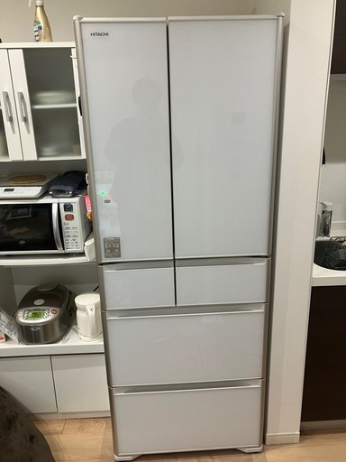 美品！日立6ドア冷蔵庫（475L）R-XG4800G クリスタルホワイト／2017年製