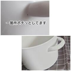 お値下げ 美品 野田琺瑯 月兎印 鍋 ホーロー シチューポット 21cm 白 両手鍋 深鍋 蓋付きの画像