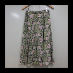 レトロ スカート 春夏 緑 花柄 総 シアー シースルー 併売の画像