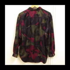 平成 レトロ 古着 ベロア調 90's シャツ ジャケット ブラウス 金色ボタン おしゃれ 秋 併売の画像