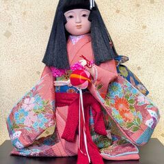 【手渡しのみ】【美品】日本人形 市松人形 ガラスケース付 骨董 アンティークの画像