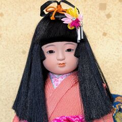 【手渡しのみ】【美品】日本人形 市松人形 ガラスケース付 骨董 アンティークの画像