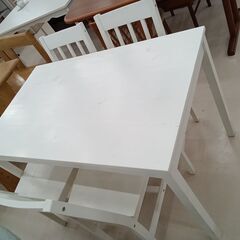 ★ジモティ割あり★  ダイニングセット4人掛け ホワイト W10...