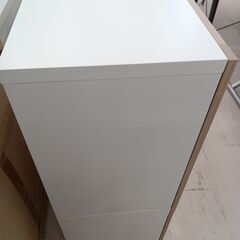 ★ジモティ割あり★ IKEA 食器棚 ホワイト×木目 W120×D42×H103.5 クリーニング済み TC8328の画像