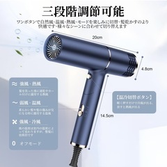 ドライヤー 新品 高濃度マイナスイオン 大風量 速乾 サロン専用 T字型の画像