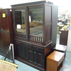 ジモティー見た！で5%OFF【食器棚】北海道民芸家具 茶箪笥 飾り棚