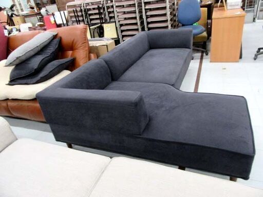 L字ソファ カウチソファ 幅226×奥行149×高さ62cm 布製  クッション×2付 家具 長椅子 ソファー 苫小牧西店