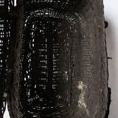 フランス アンティーク 古い黒い籐編みのかご パニエの画像