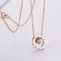  18Kネックレス レディース ペンダント ダブルリング メビウス シルバー ピンクゴールド 鎖骨チェーン 金属アレルギー対応 おしゃれ カップル プレゼント 調節可能の画像