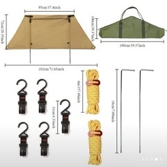 新品 アウトレット  焚火 陣幕 コットン キャンプ アウトドア 防風 風よけ 目隠し ウィンドスクリーン 収納袋 アイアンポール フック付の画像