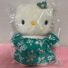 ハローキティ　美品‼️ぬいぐるみエメラルドグリーン　アロハキティ
