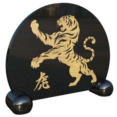 🐯虎と龍の彫刻置物【石製・金色仕上げ・送料込み】¥33,000の画像