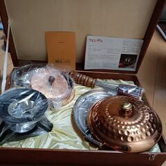 新品　日本製　銅鍋、チーズフォンデュセット