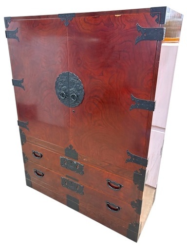 NO.2368【傷汚れ多め】民芸箪笥 和箪笥 収納棚 鍵なし 引出し2段 収納 家具 中古