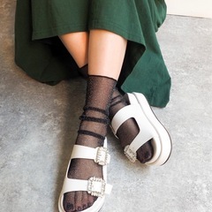 厚底ビジュー付きサンダル　