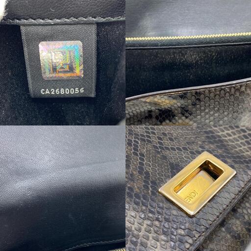 フェンディ FENDI 長財布 パイソン グレー (TK) 大東の小物