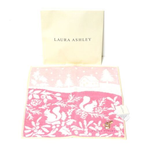 ハンカチ 未使用 LAURA ASHLEY ピンク 綿100％ ハンドタオル