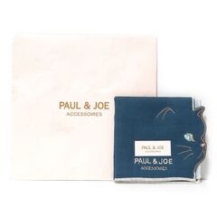 ハンカチ 未使用 PAUL & JOE ネコ柄 ネイビー系 綿1...