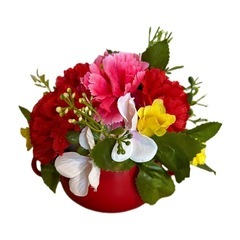 カーネーション入り＊ミニカップの花束アレンジ＊母の日ギフトにも◎の画像